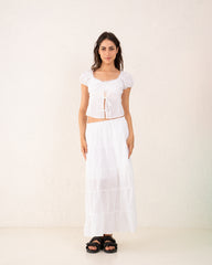 Women tie up gypsy blouse