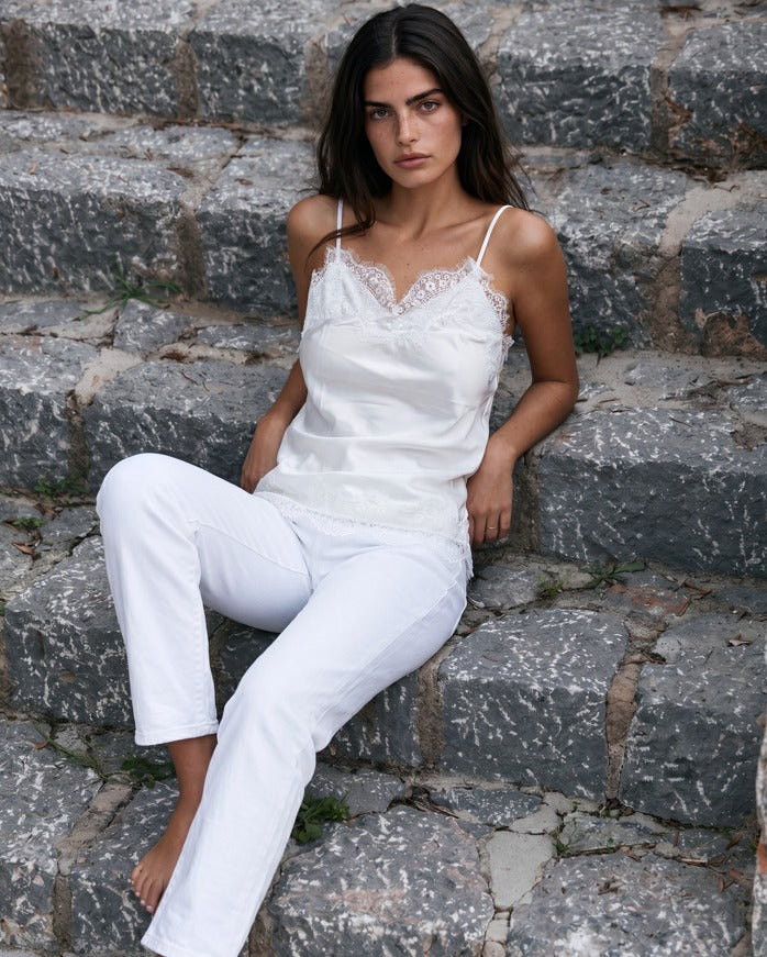 Women silk lace slip top