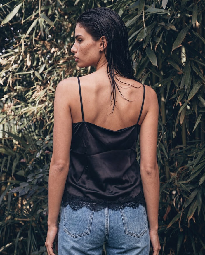 Women silk lace slip top