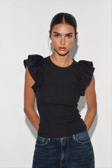 Women ruffle sleeve top
