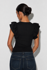 Women ruffle sleeve top