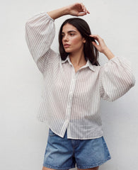 Striped Puff Sleeve Shirt
