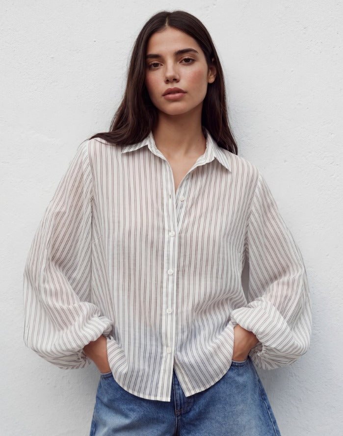 Striped Puff Sleeve Shirt