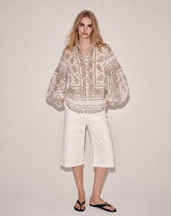 Women paisley print puff