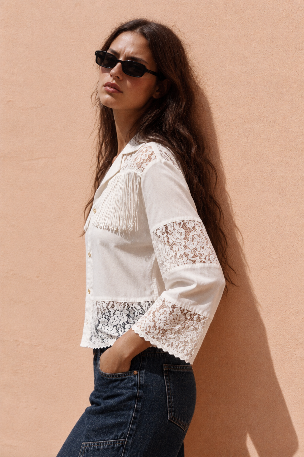 Women lace and fringes shirt