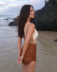 Women's Tri-Tone Cut-Out Monokini with Flower Hardware