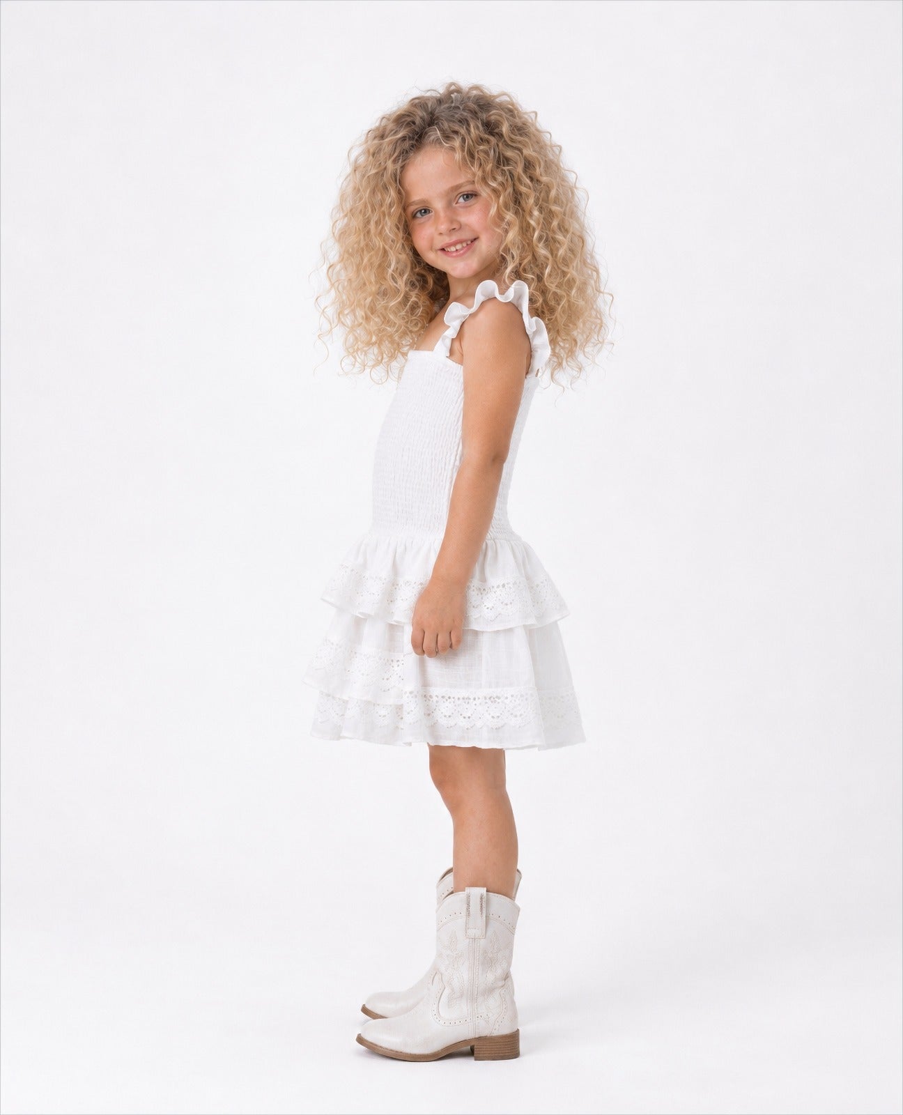 Girl smocked ruffle dress