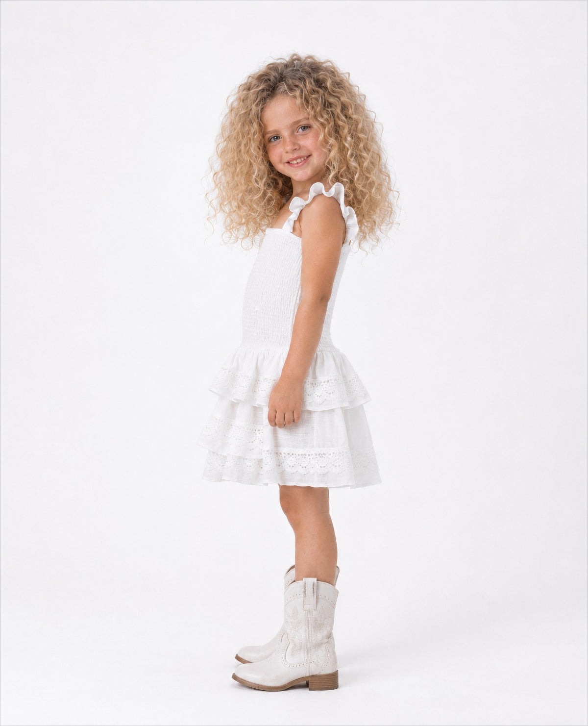 Girl smocked ruffle dress