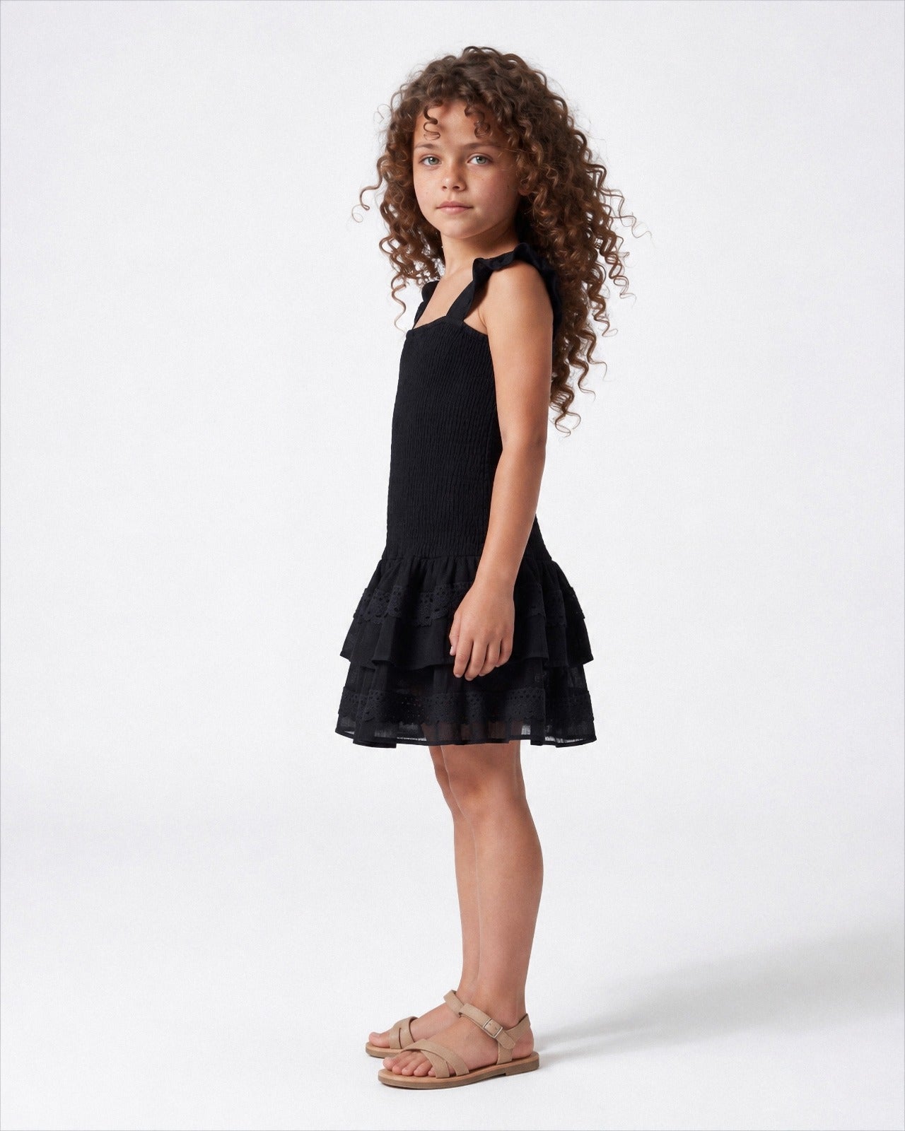 Girl smocked ruffle dress