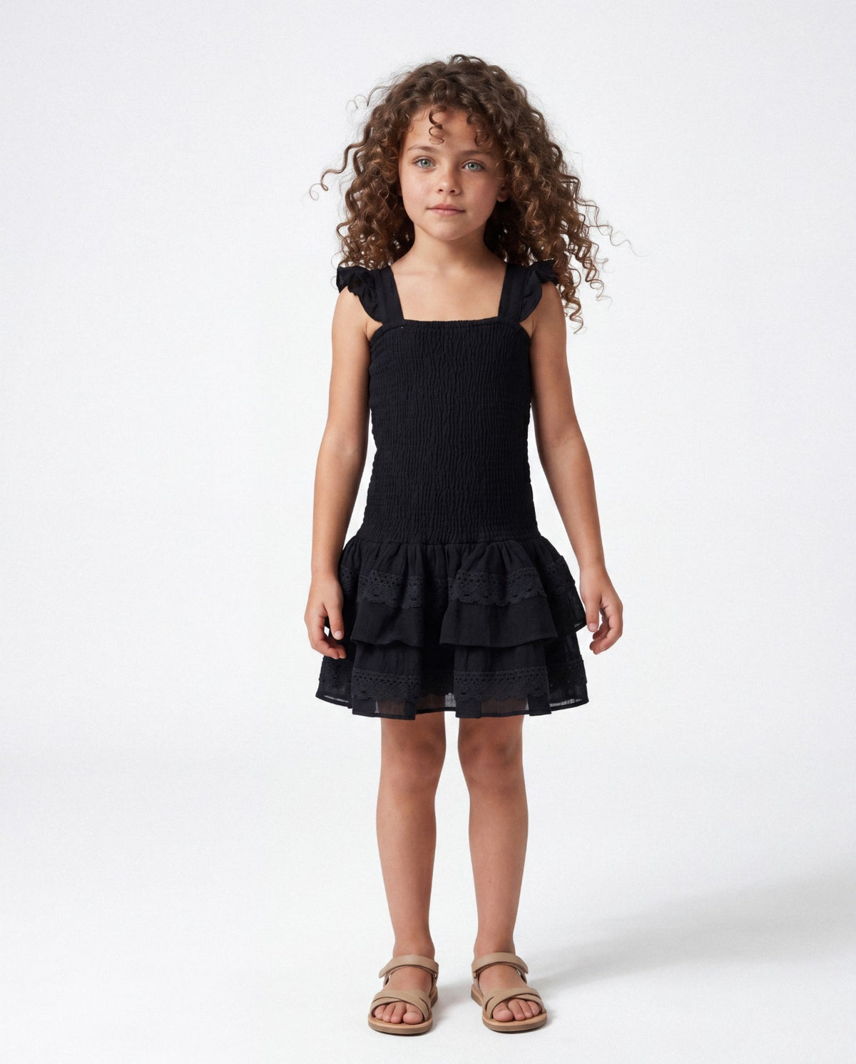 Girl smocked ruffle dress