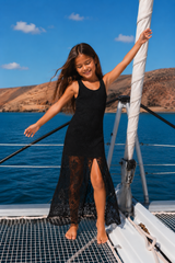 Girl maxi lace slit dress