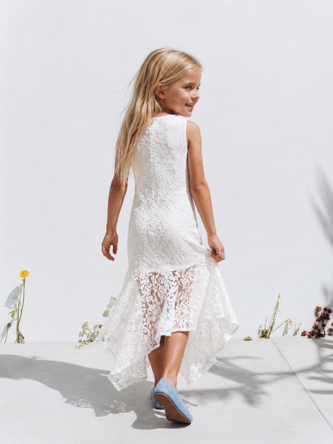Girl maxi high low lace dress