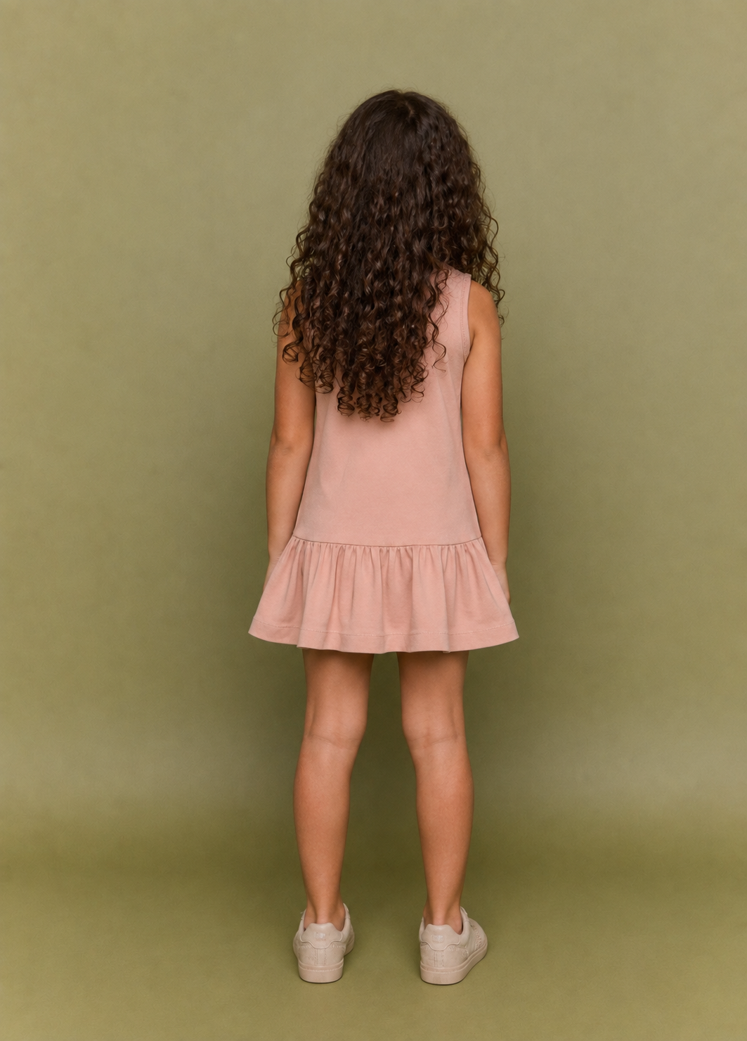 Girl solid dress with accent