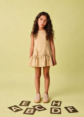 Girl solid dress with accent