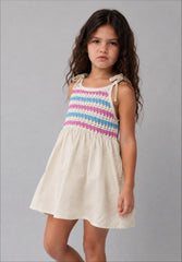 Girl contrast crochet dress