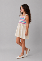 Girl contrast crochet dress
