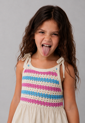 Girl contrast crochet dress