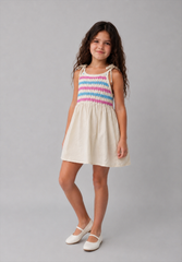 Girl contrast crochet dress
