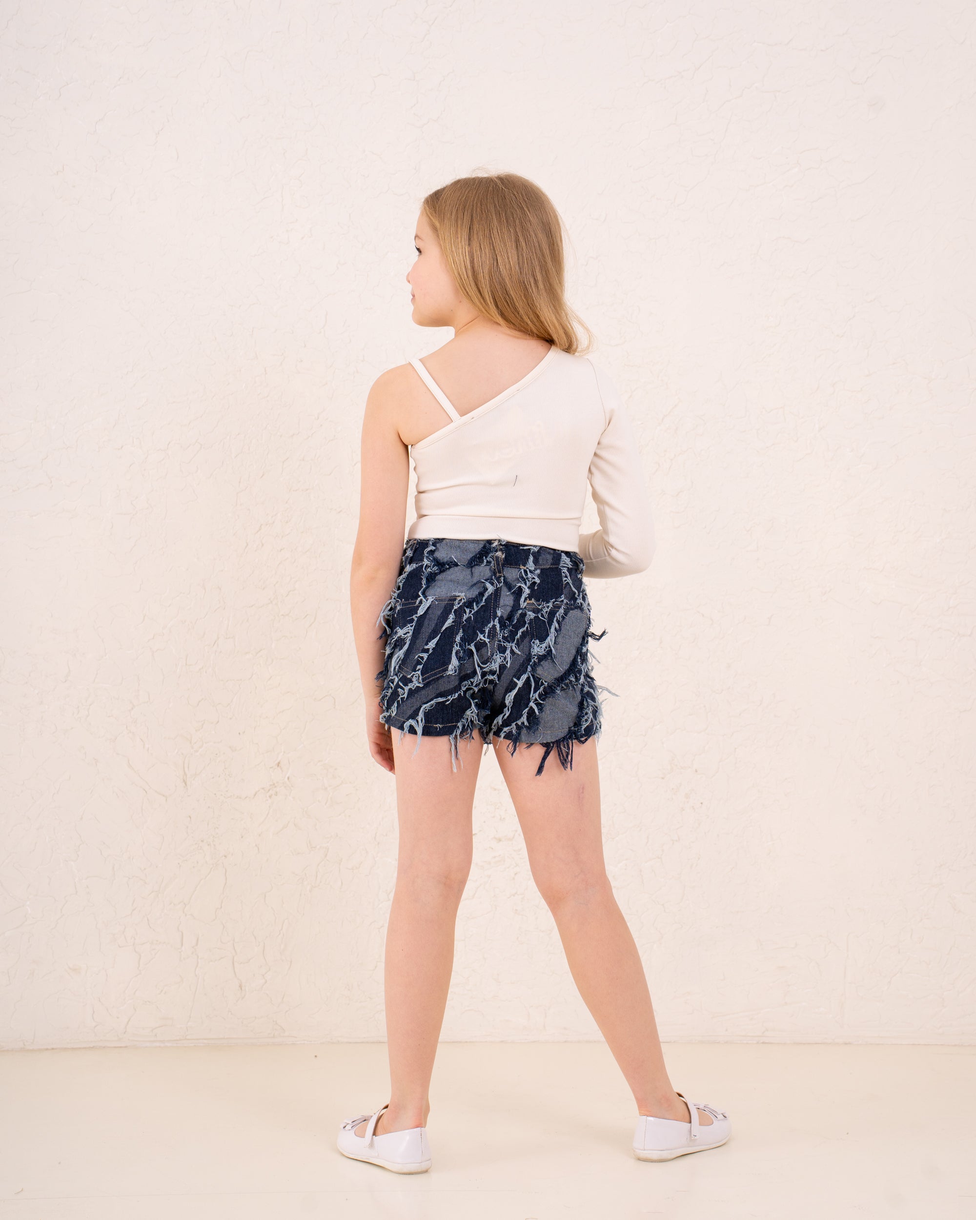 Girl frilled denim skirt