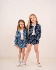 Girl frilled denim jacket