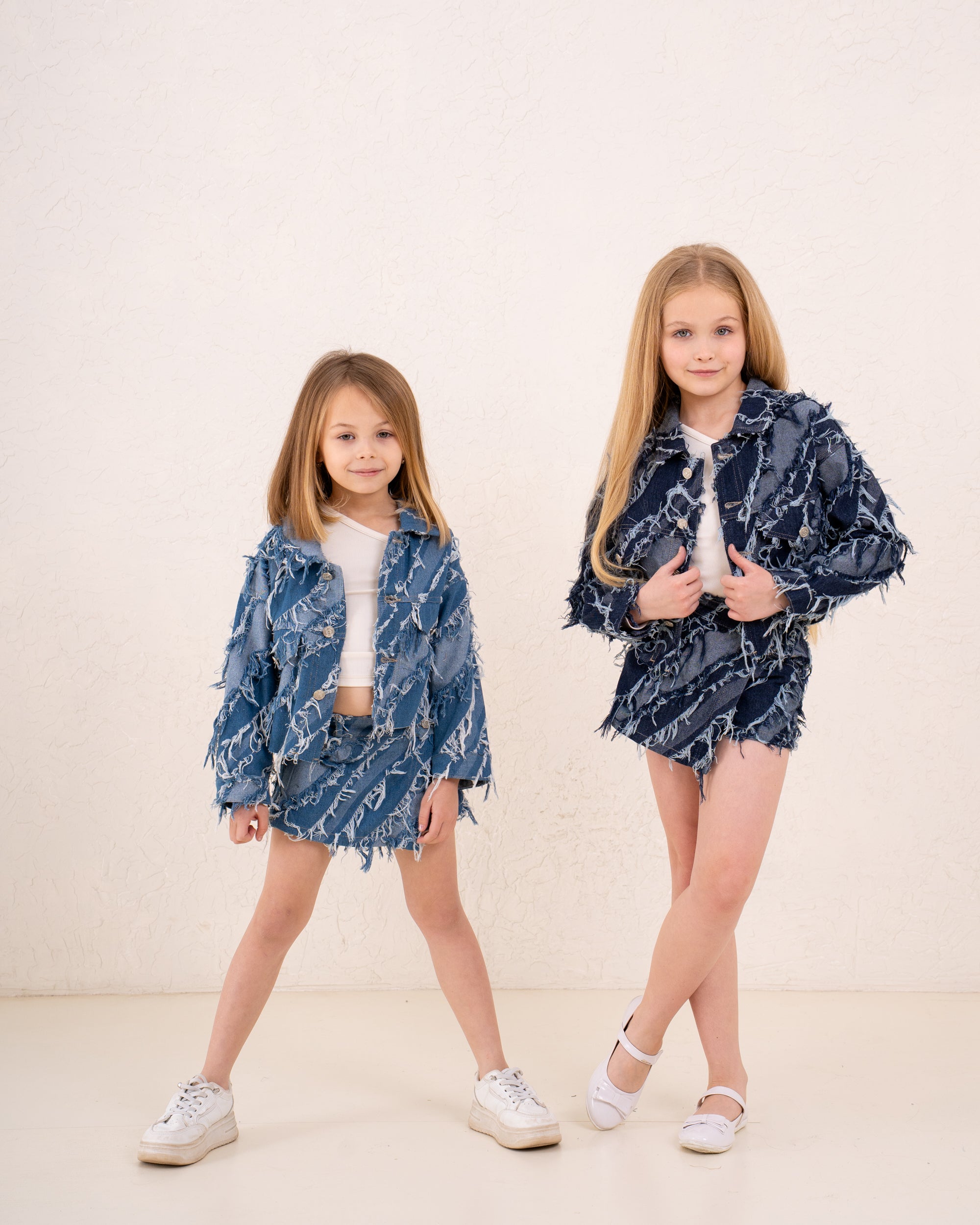 Girl frilled denim jacket