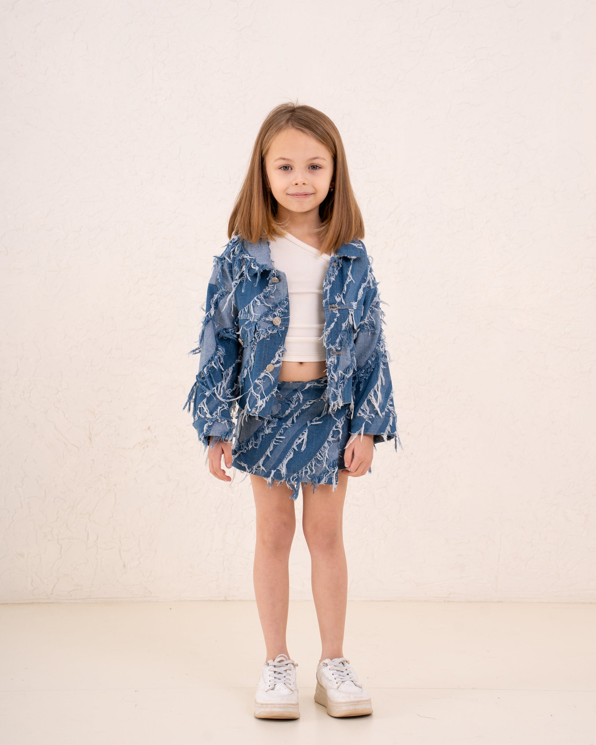 Girl frilled denim jacket
