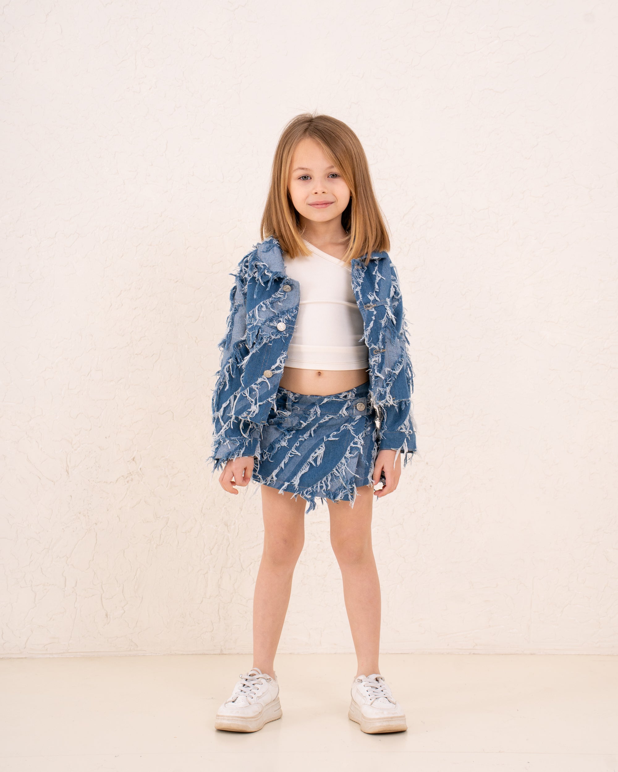 Girl frilled denim jacket