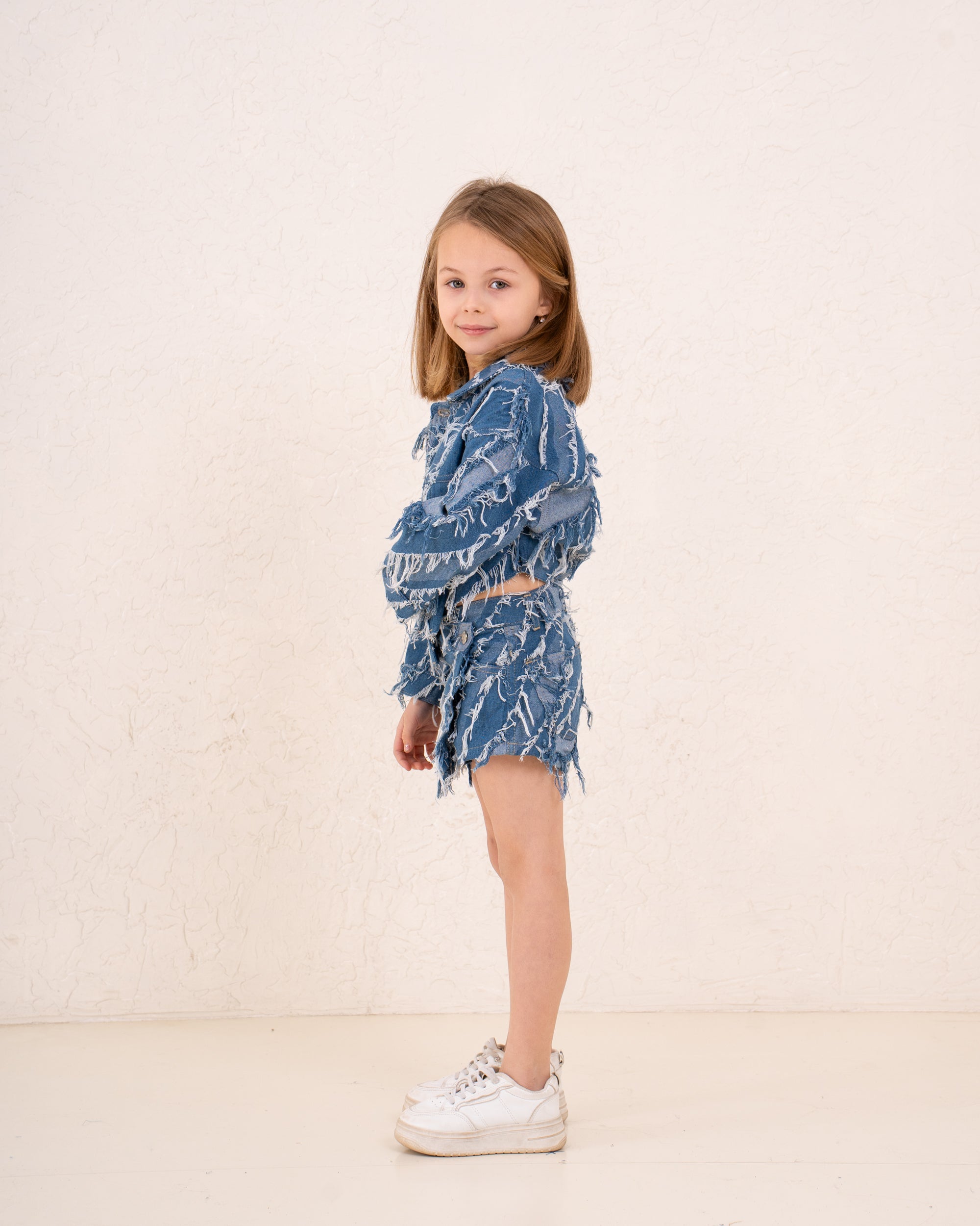 Girl frilled denim jacket
