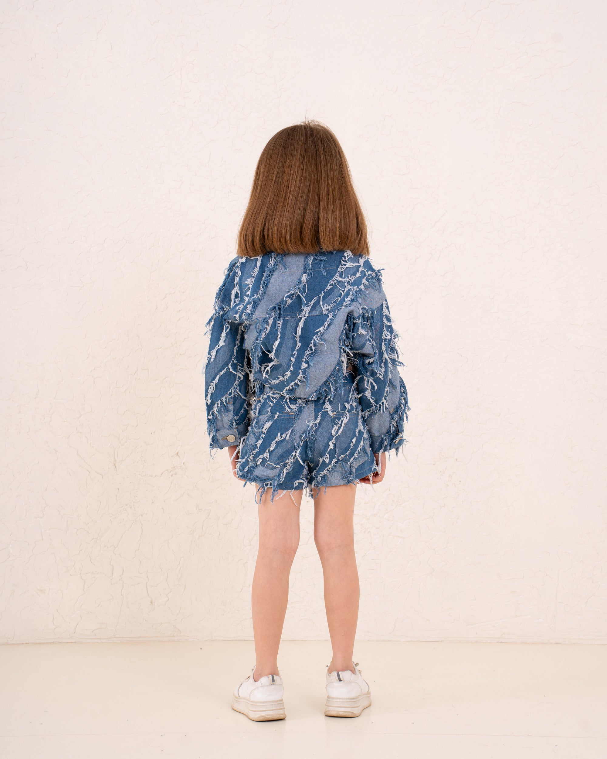 Girl frilled denim jacket