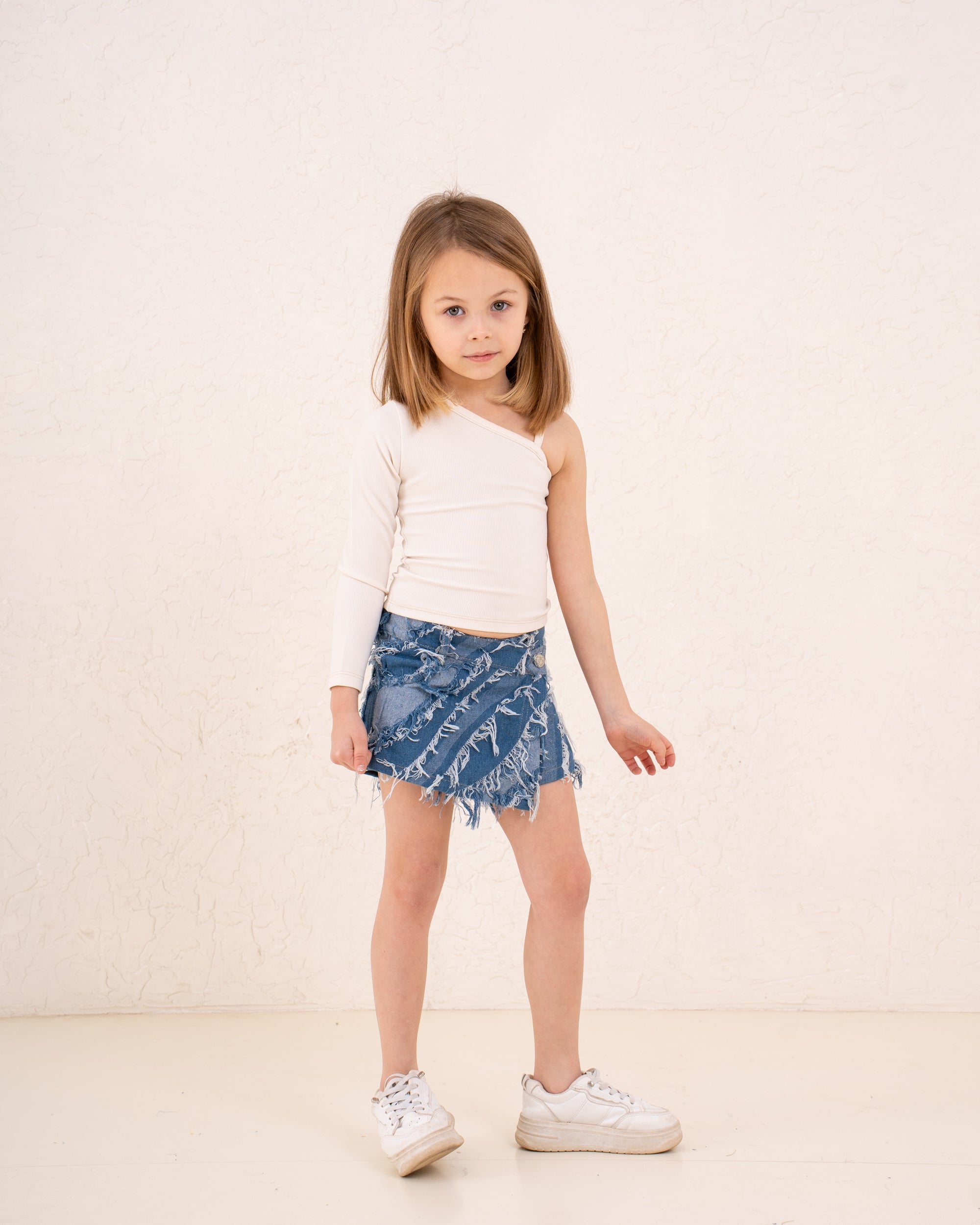 Girl frilled denim skirt