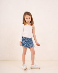 Girl frilled denim skirt