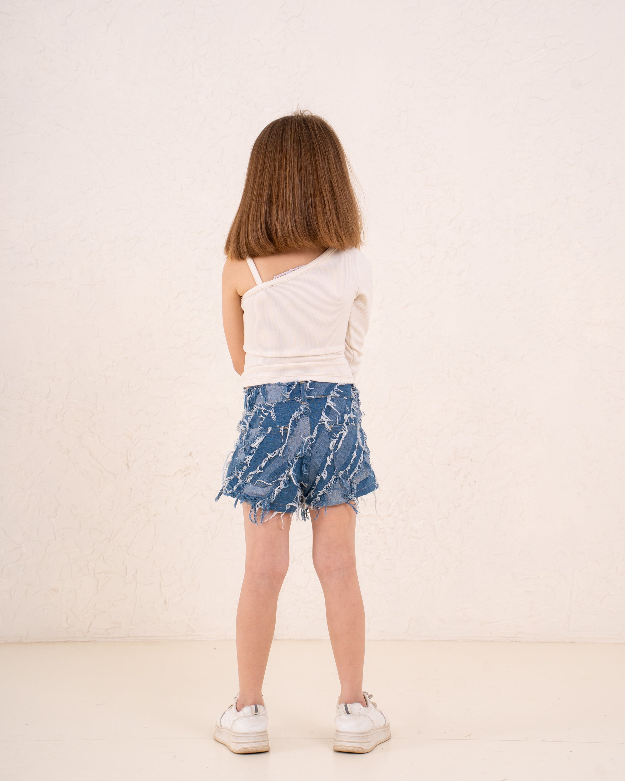 Girl frilled denim skirt