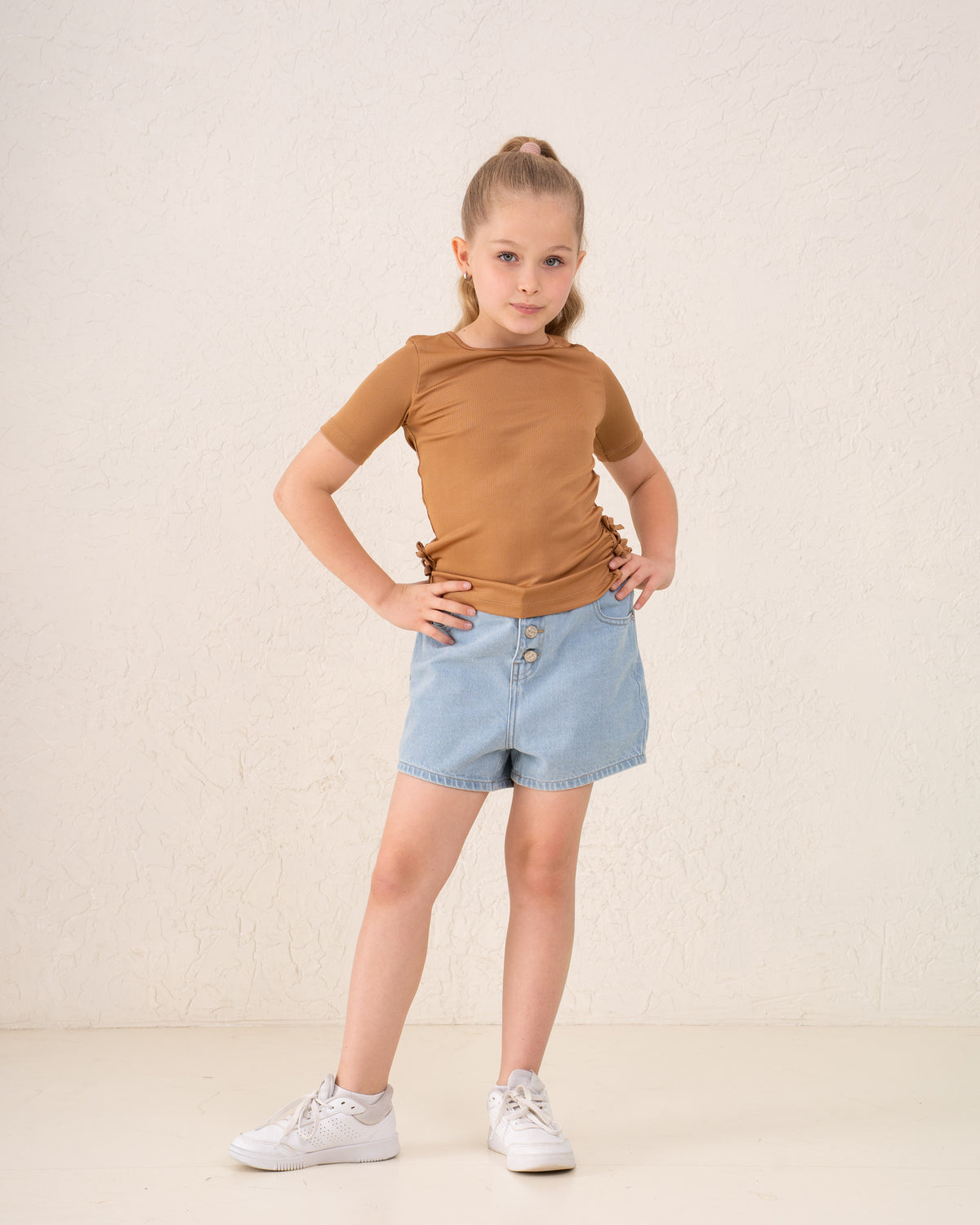 Girl no waist denim short
