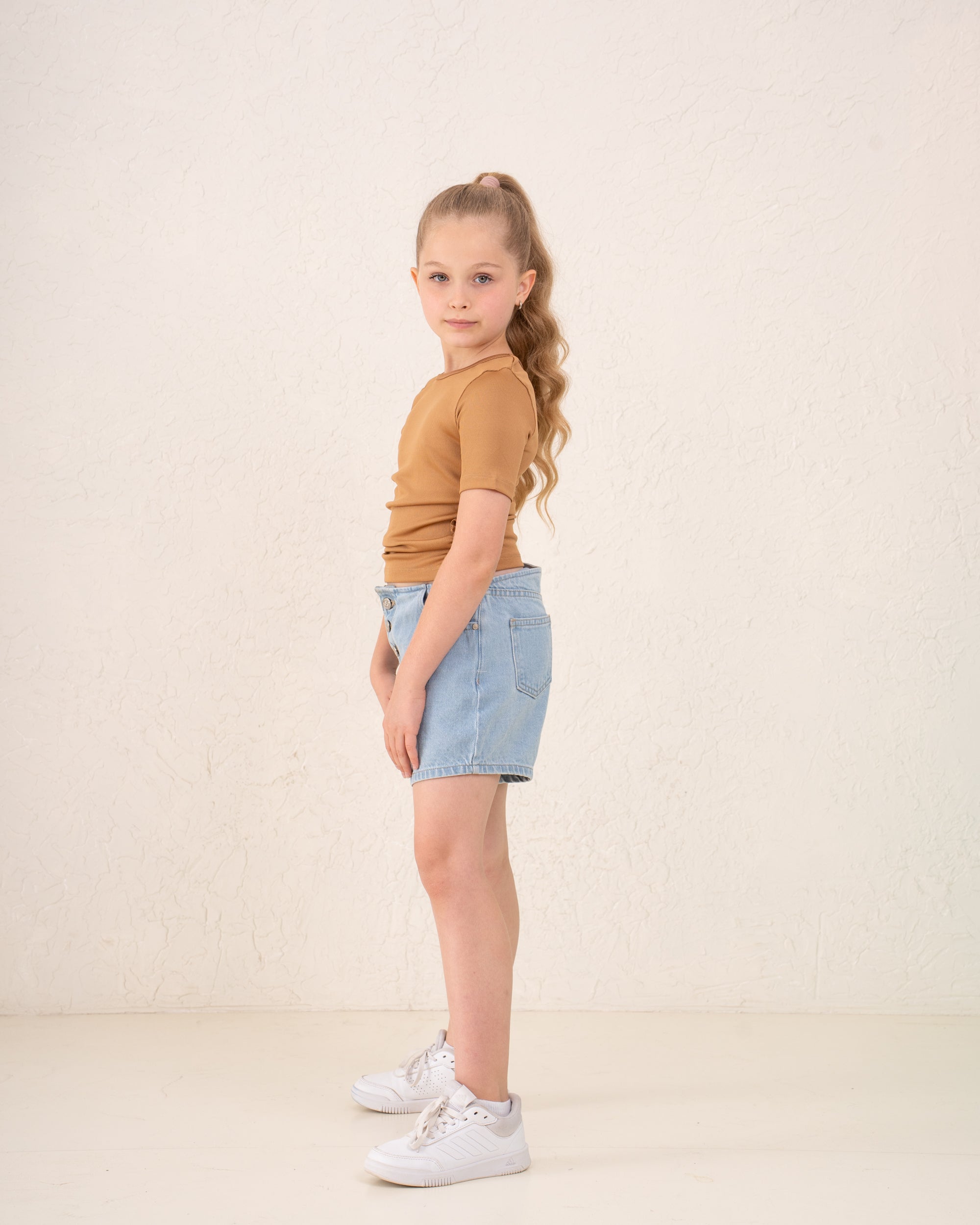 Girl no waist denim short