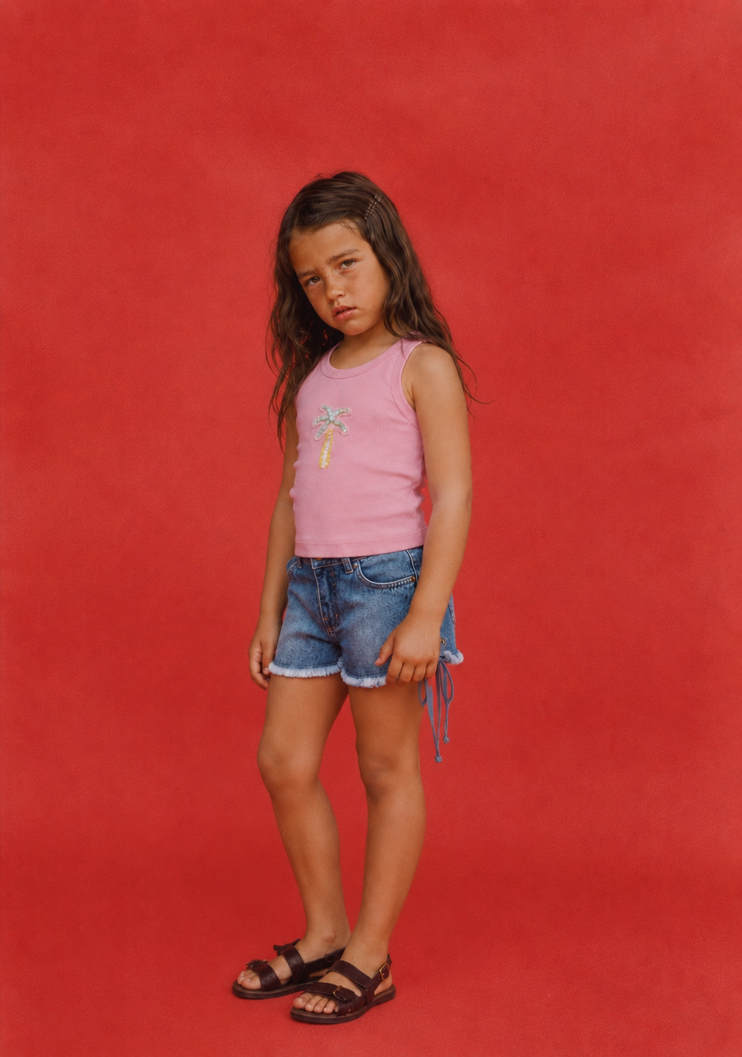 Girl denim short lace up