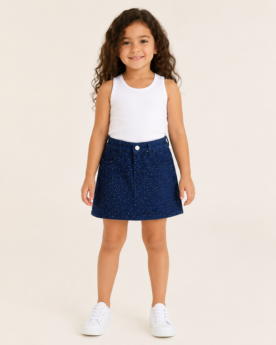 Girl sparkled denim skort