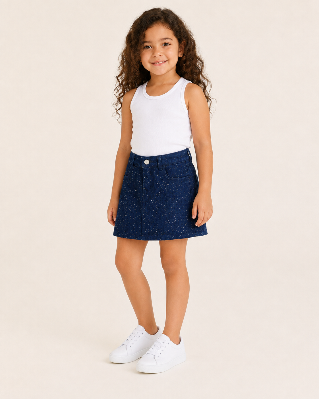 Girl sparkled denim skort