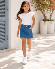 Girl sparkled denim skort