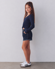 Girl ripped denim short