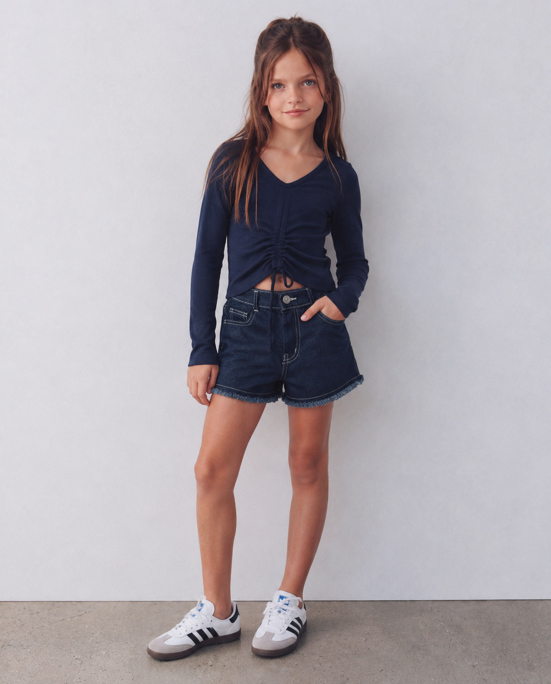 Girl ripped denim short