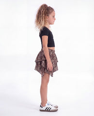 Girls' leopard Print Layered Skirt