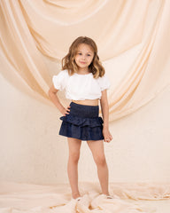 Girl ruffle light denim skirt