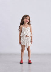 Girl high low polka dot skirt