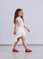 Girl high low ruffles skirt