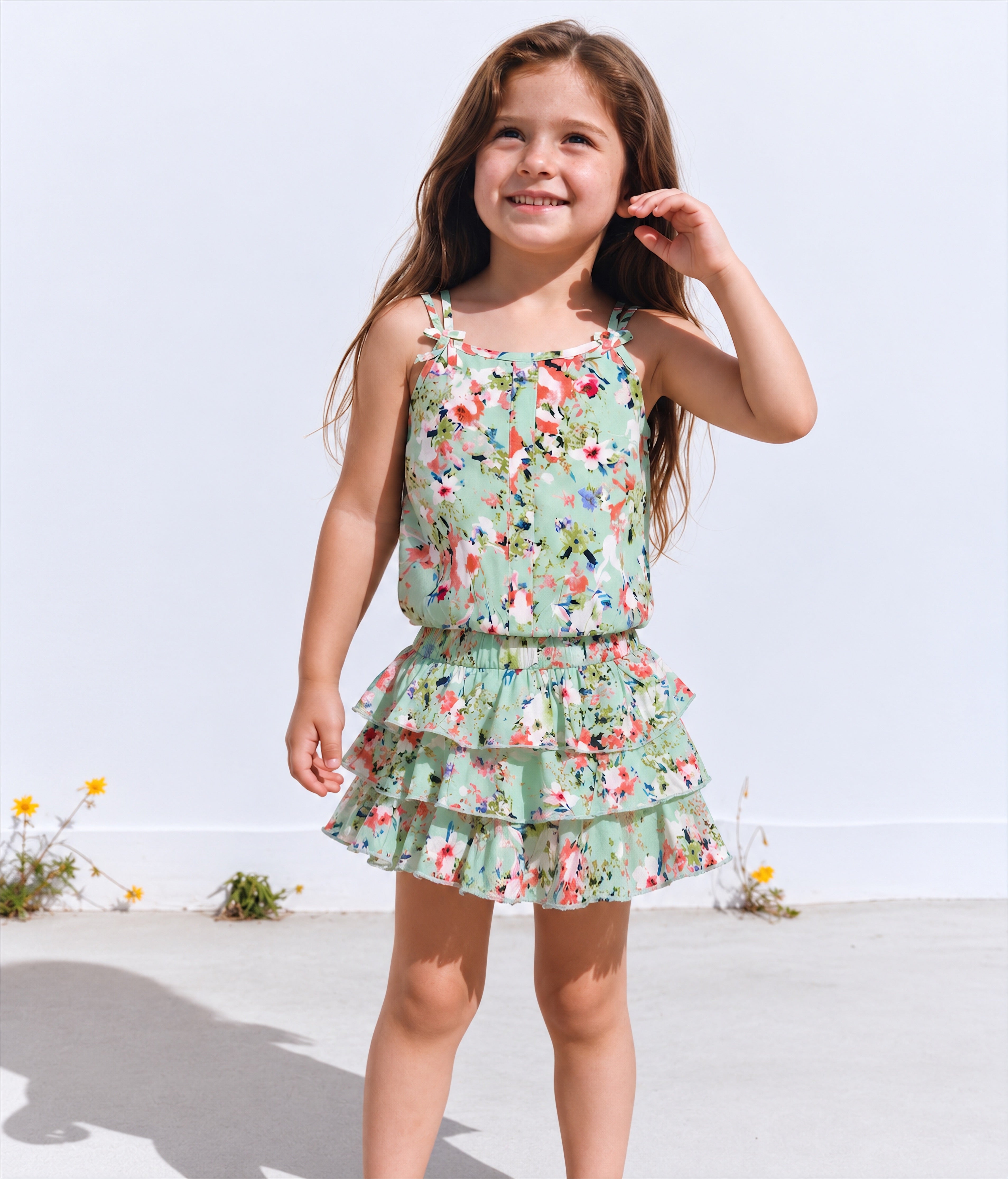 Girl Floral ruffles skirt