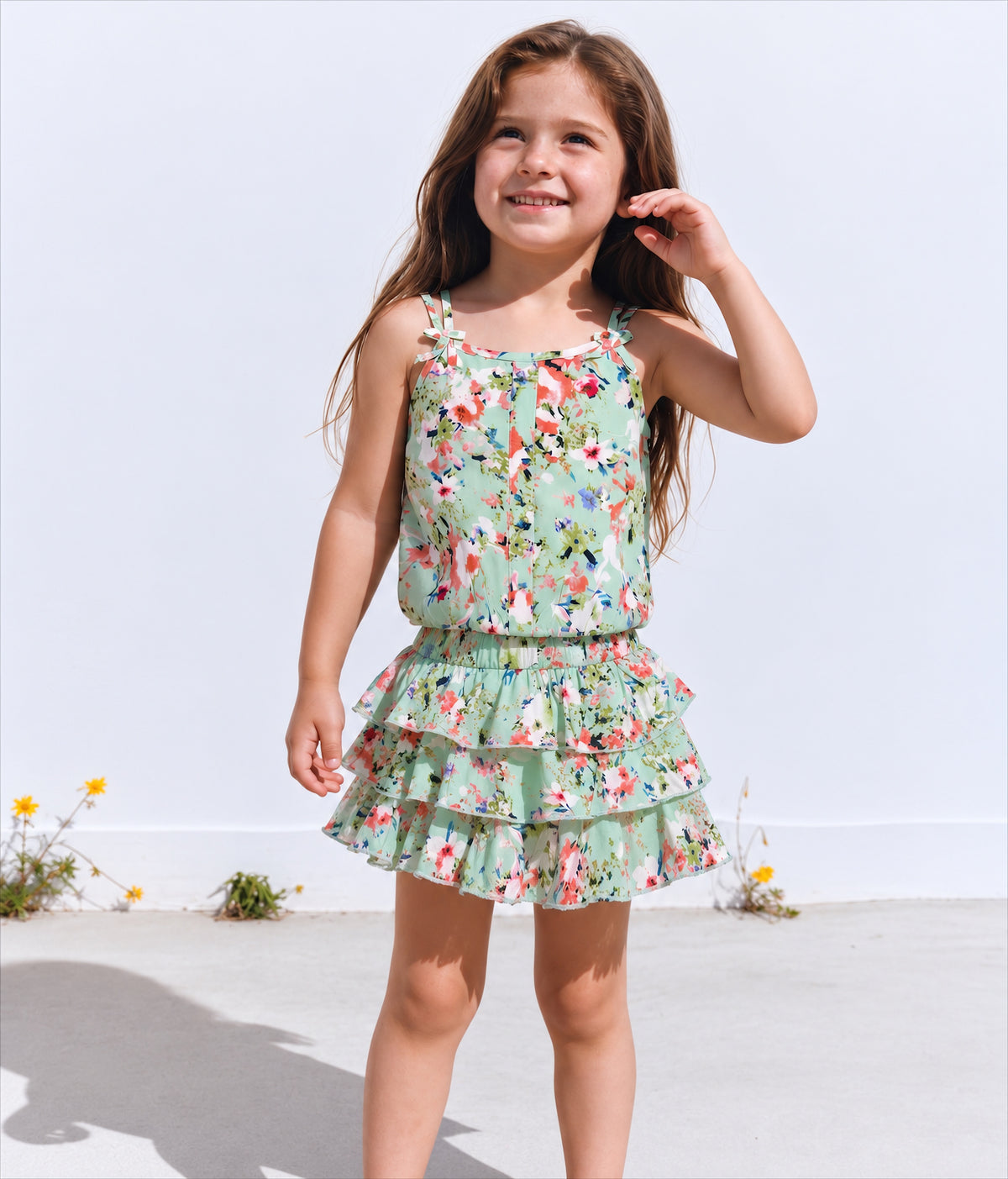 Girl Floral ruffles skirt