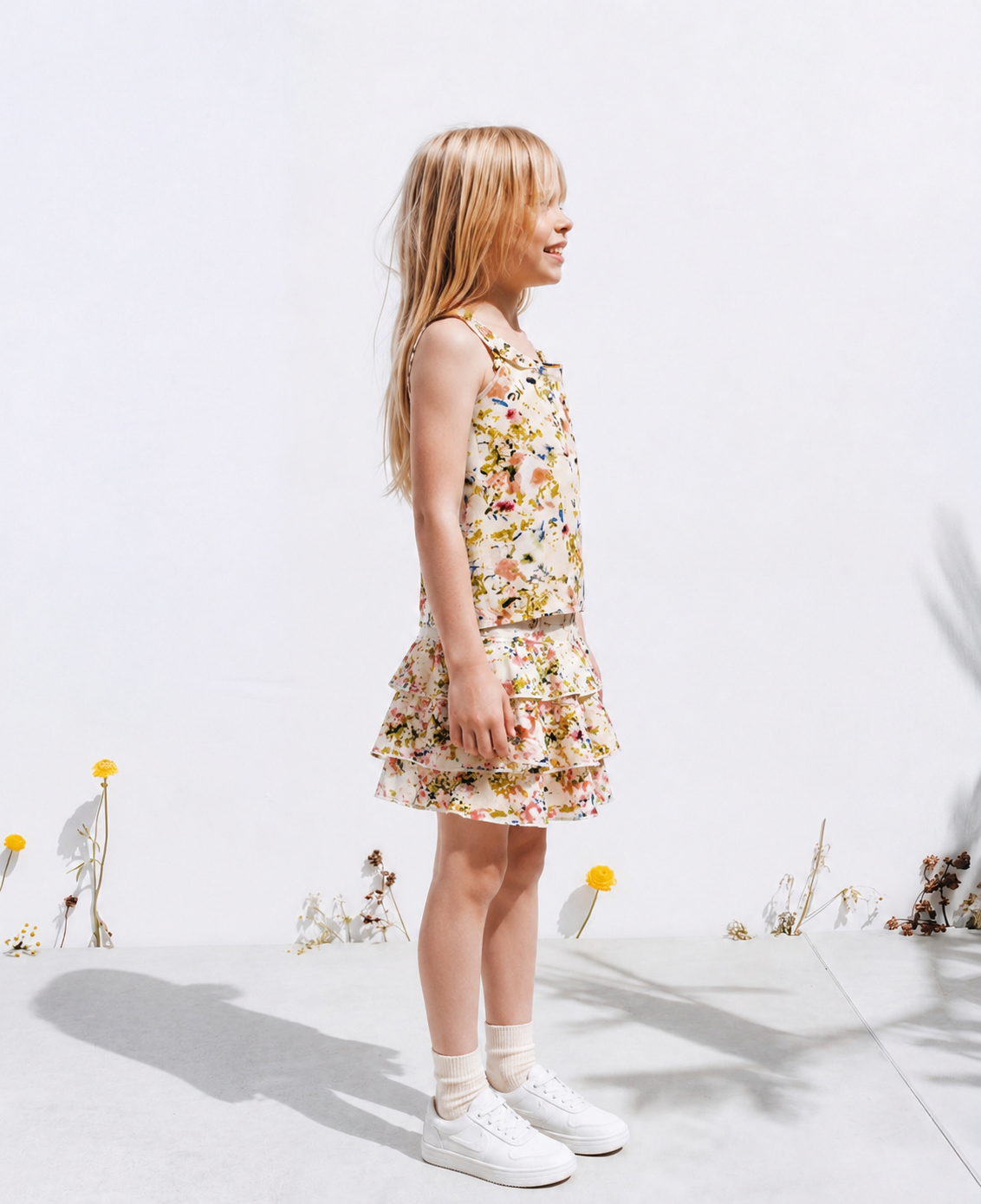 Girl Floral ruffles skirt