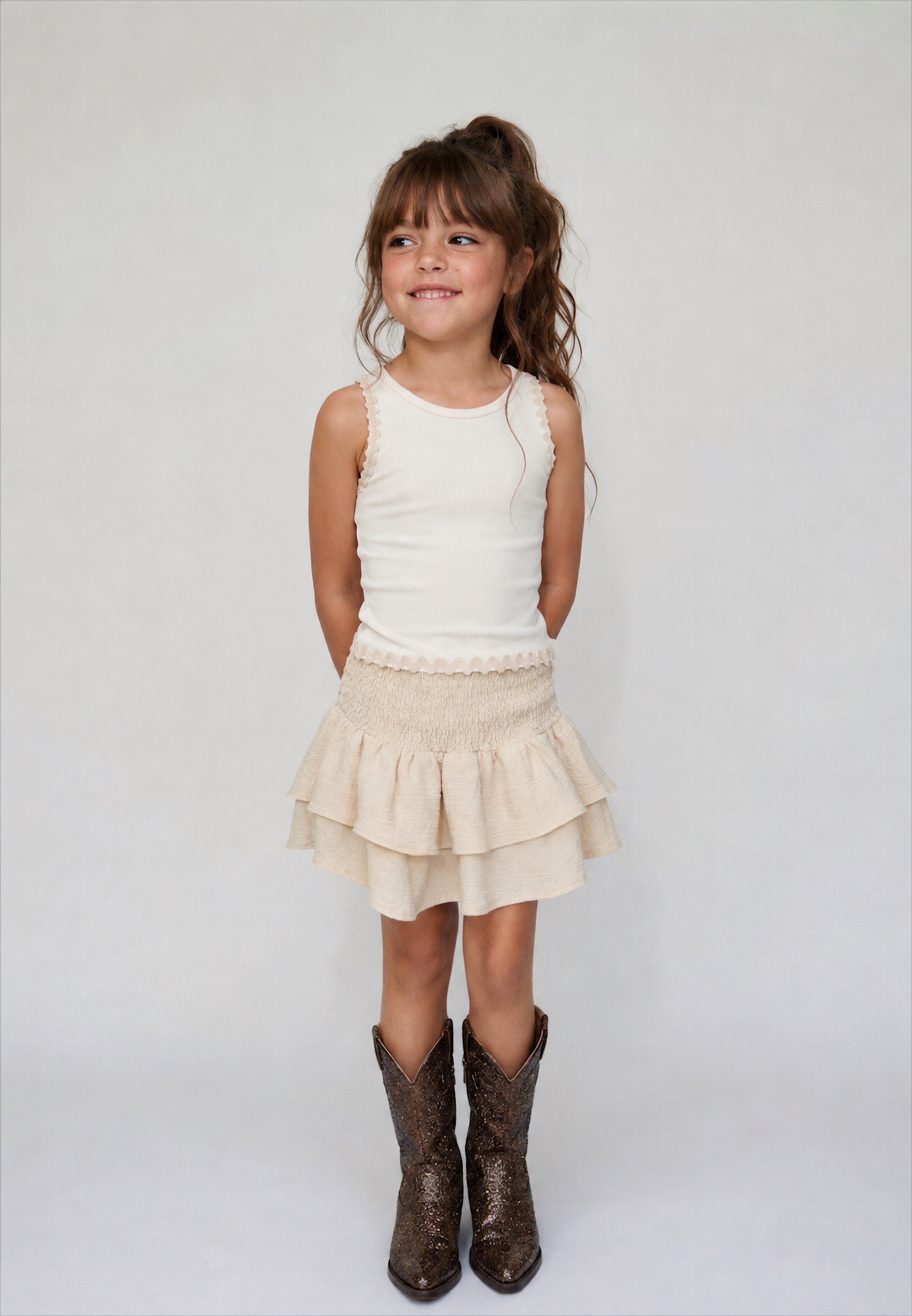 Girl solid ruffles skirt