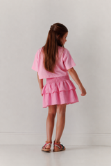Girl ruffles solid skirt