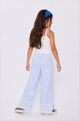 Girl stripes with lace trim